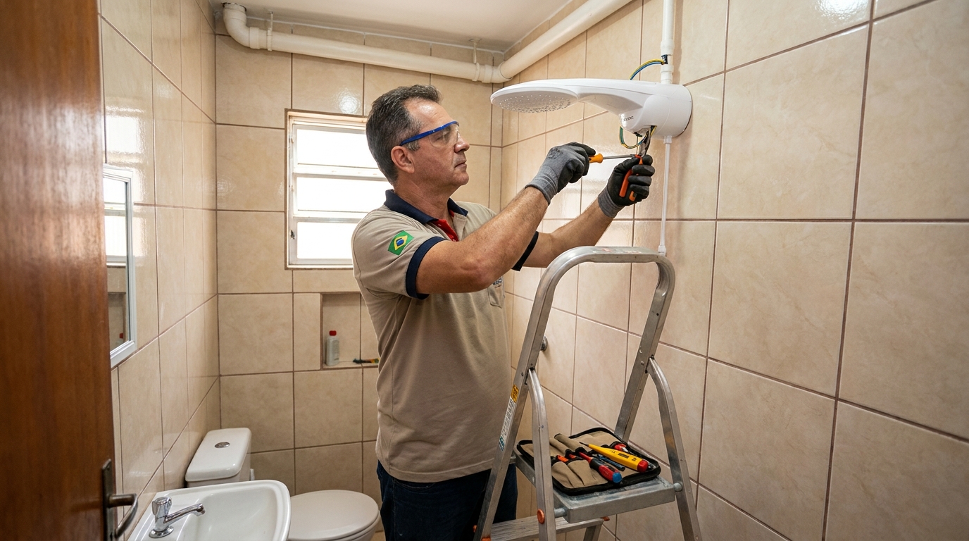 Substituição de Chuveiro Antigo em Fortaleza‑CE